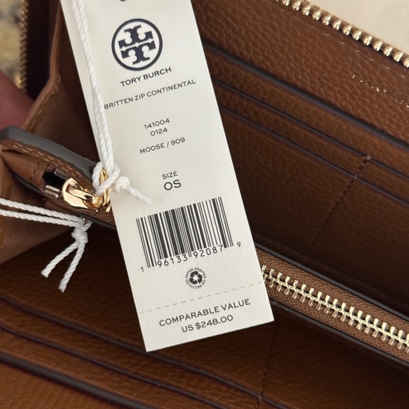 New Tory Burch BRITTEN ZIP CONTINENTAL wallet in moose - Picture 8 of 8